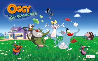 Still images from the cartoon Oggy and the Cockroaches
